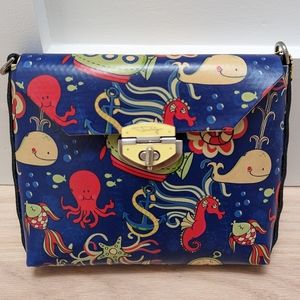 JonWye Deep Sea Adventure Tall Leather Crossbody Clutch